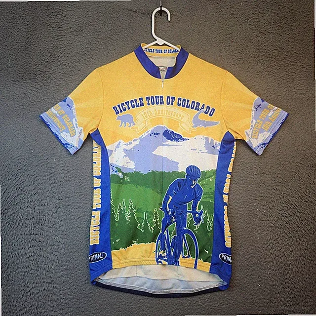 Bicycle Tour of Colorado Jersey Mens Medium Primal 10th Anniversary Cycling