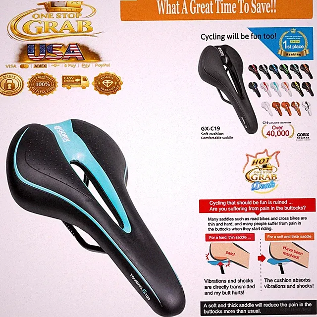 Bike Saddle Seat Comfortable Gel Cushion for Mountain Road Bike Men Women GX-C19