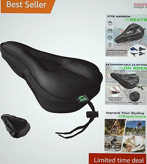 Bike Seat Cushion Gel Pad Unisex Comfort Waterproof Fit Indoor Outdoor