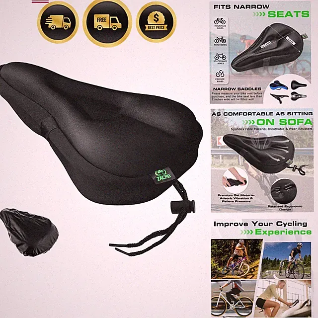 Bike Seat Cushion - Gel Padded Bike Seat Cover for Men Women Comfort, Extra S...