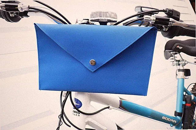 blue SMALL bike handlebar bag coated polyester vintage cruiser style bicycle