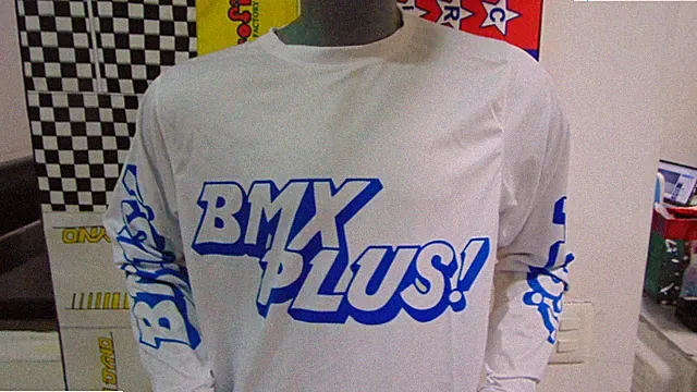 BMX BIKE JERSEY WHITE BLUE BMX JERSEY OLD SCHOOL 80'S BMX PLUS MAG M RAD