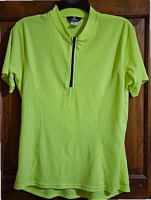 CANARI Cycling Jersey Mens Large 1/4 Zip Neon Yellow Hi Vis Road Bike