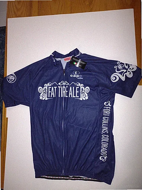 Capo Custom Cycling Fat Tire Ale Beer XL Shirt Jersey New With Tag Blue White