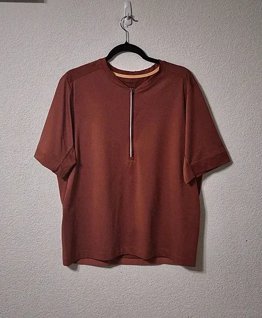 Co-Op Cycles Shirt Mens L Short Sleeve Half Zip Stretch Pullover w Zip Pockets