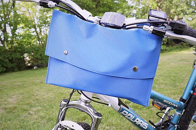 cobalt blue LARGE bicycle bike handlebar bag straight flap vintage cruiser style