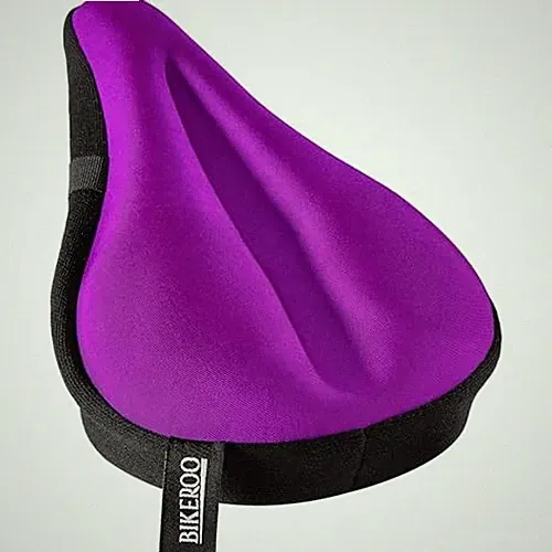 Comfort Bike Seat Cushion - Padded Gel Cover for Exercise, Purple Narrow