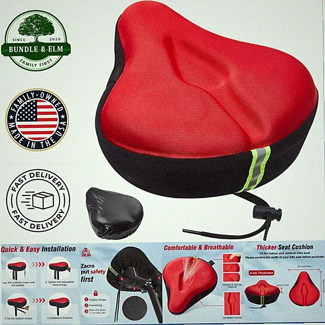 Comfortable Gel Bike Seat Cover for Mountain and Road Bikes, Easy to Install