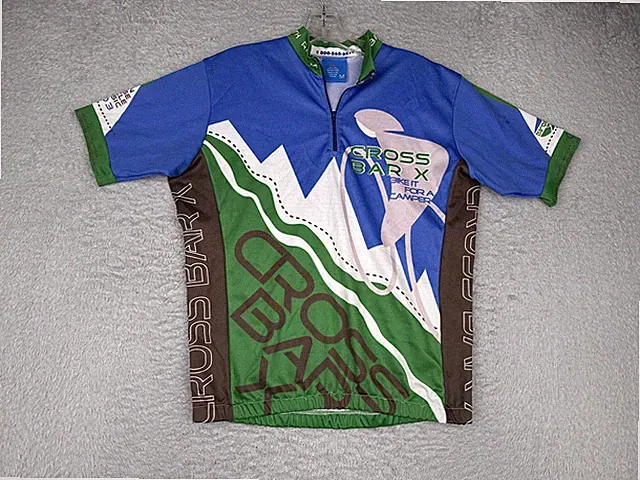 Dry-Tex Cycling Jersey Mens Medium Shirt Blue Cross Bar X Bike It For A Camper