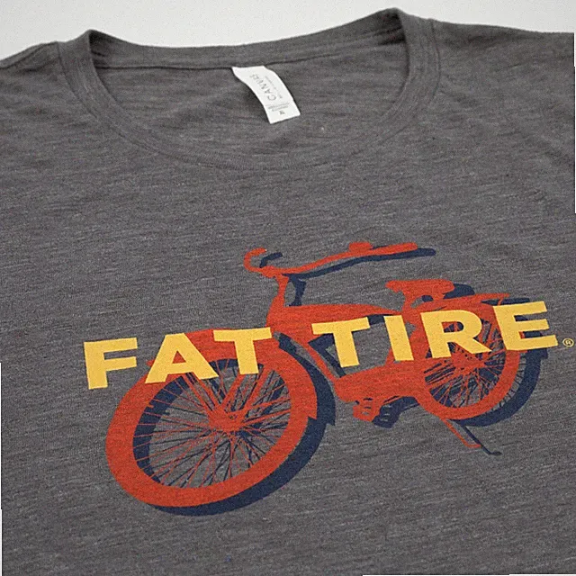 Fat Tire Ale T Shirt Bike Performance Cotton Soft Gray Casual Size XL EUC