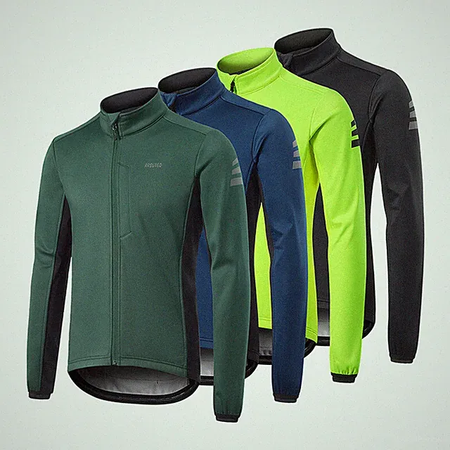 Fleece Windproof Cycling Jackets Warm Men's Mountain Bike Coat Top Stand Collar