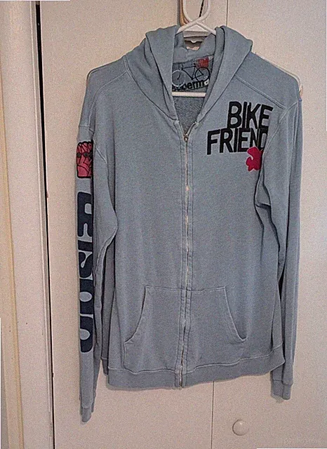 Free City Bike Friend Supermät Full Zip Hoodie Womens Size 3 Large Blue FLAWS