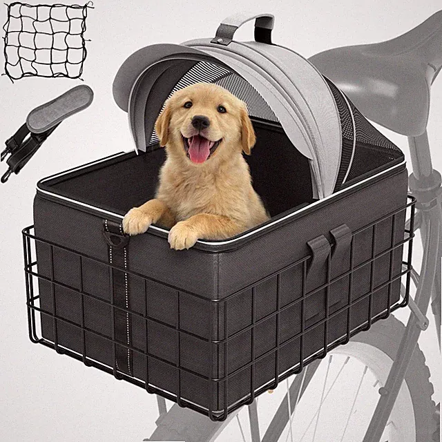 Heavy Duty Bike Rear Basket Cargo Rack E-Bike Dog Carrier Waterproof Liner New