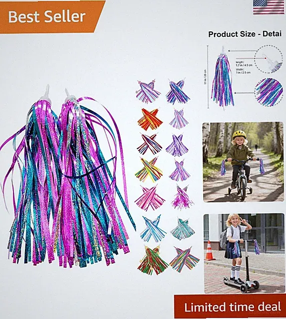 Kid's Bicycle Handlebar Streamers Colorful Ribbons Tassel for Girls Boys Bicy...
