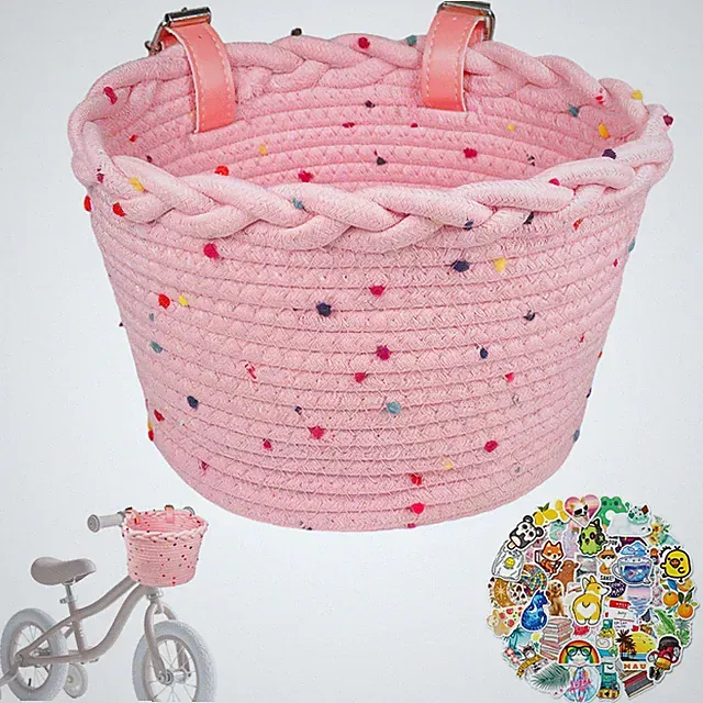 Kids Bike Basket - Woven Front Handlebar Basket for Scooters & Balance Bikes