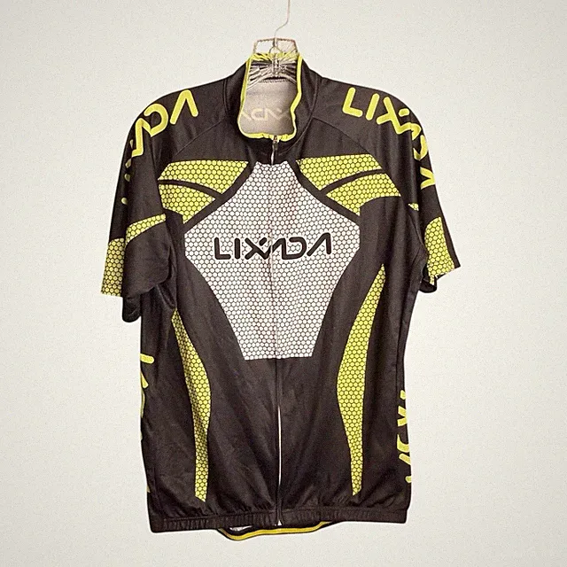 Lixada Cycling Jersey Adult XXXL Black Green Full Zip 100% Polyester Pockets