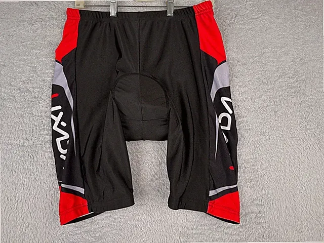 Lixada Cycling Shorts Adult US Large Black Red Polyester Spandex Blend Padded