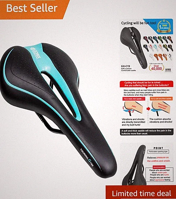 Luxury Gel Bike Saddle for Ultimate Comfort - Mountain/Road Use, Custom Colors