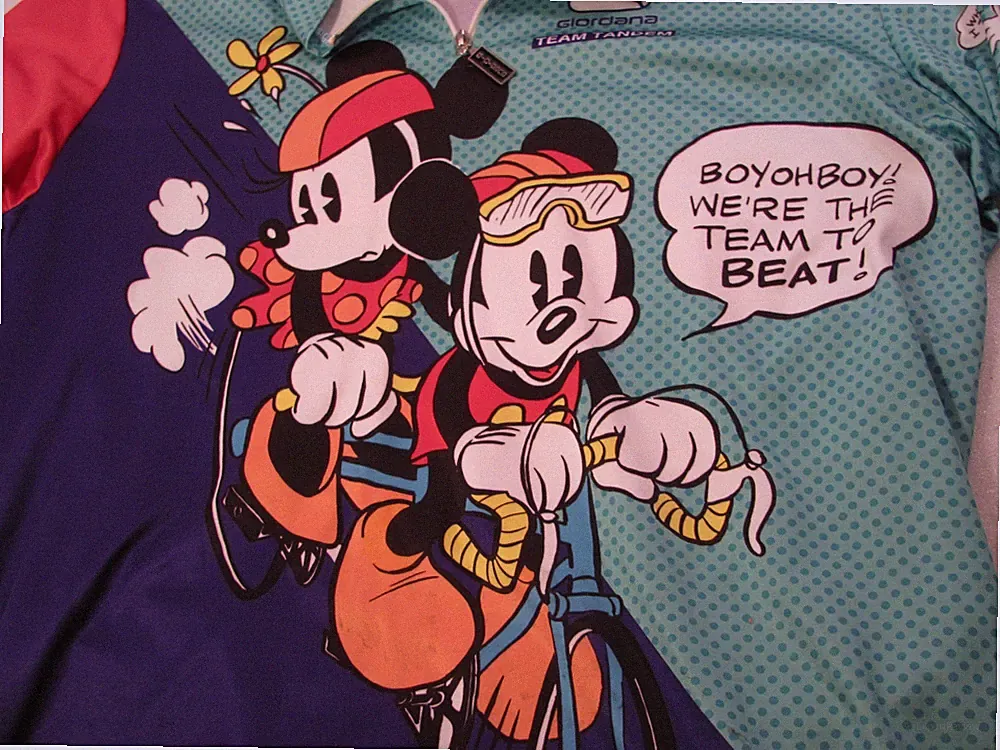 Minnie & Mickey Mouse Bicycle Jersey Mens L Giordana Disney Italy Vtg 90s Tandem