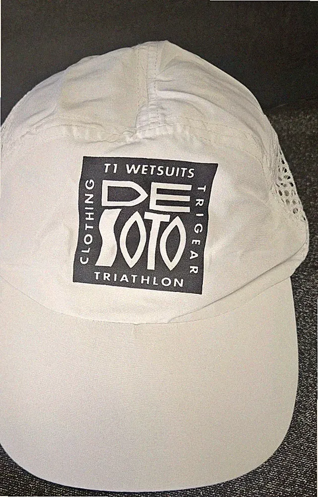 NWT De Soto Triathlon Cycling Breathable Mesh Nylon Cap "SAMPLE" White