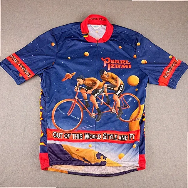 Pearl Izumi Cosmic Velo Cycling Jersey Mens Lrg Blue Space Tandem Bike USA Made
