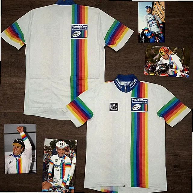 RARE VTG 1990s 2000s Santini UCI World Cup Leader Cycling Jersey Rainbow Fits L