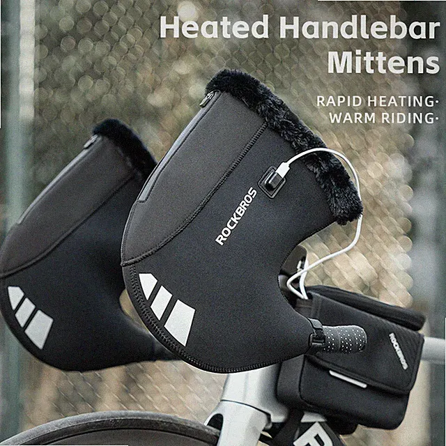 ROCKBROS Electric Heating Bicycle Gloves Thicken Windproof Warm Equipment Winter