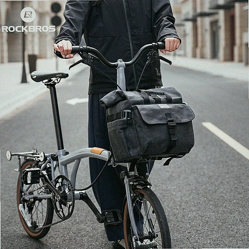 ROCKBROS Folding Bike Front Bag with Bracket 15L Bicycle Front Bag Fit Brompton