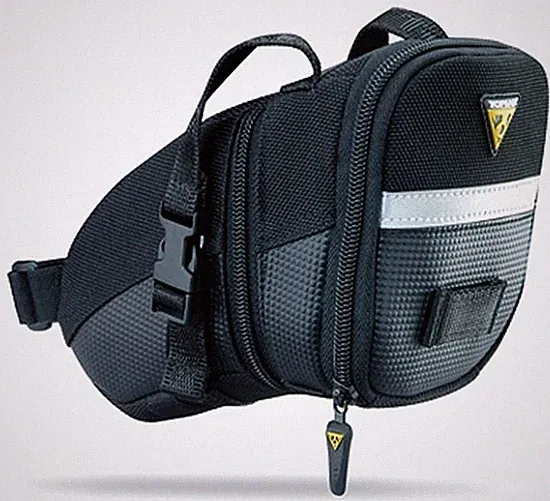 Topeak Medium Aero Wedge TC2261B Bike Seat Bag Saddle Pack QR Straps Black