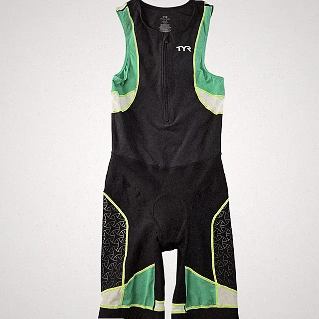 TYR Tank Mens M Black Triathlon Full Zip Padded Jersey Stretch Breathable