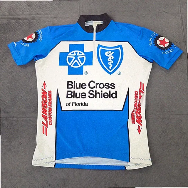 Vintage Cycling Jersey Blue Cross Blue Shield Short Sleeve Adult Medium USA Made