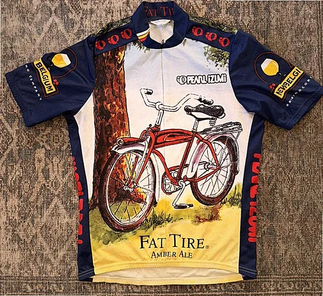 Vintage Pearl Izumi Cycling Jersey New Belgium Brewing Fat Tire SZ M USA Beer