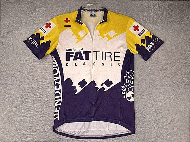 Voler Cycling Jersey Women Small Yellow Purple Fat Tire Classic 1/2 Zip Pockets