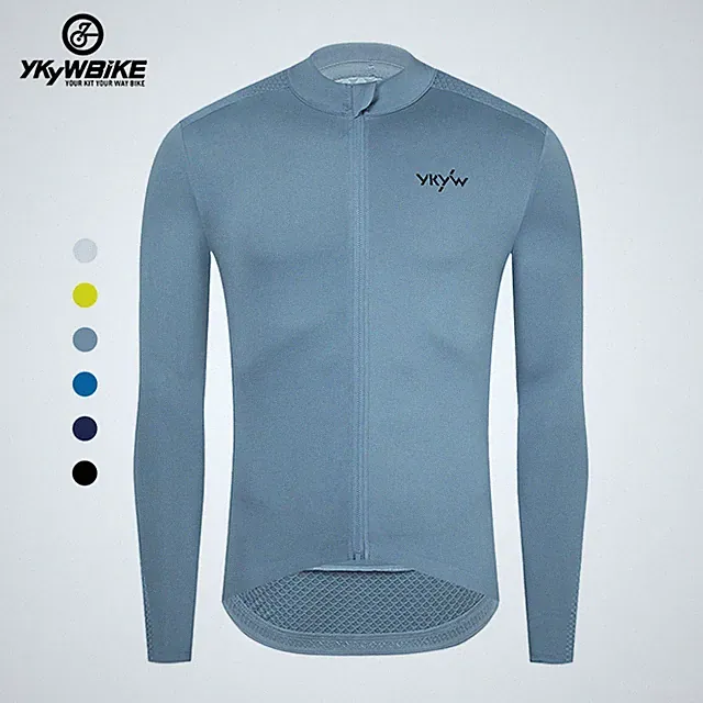 YKYW 2025 Mens Cycling Jersey Long Sleeve Pro Road Bike Shirt Breathable Tops